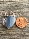 Amethyst, Agate Slice, Heart Pendants-You Pick