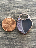 Amethyst, Agate Slice, Heart Pendants-You Pick