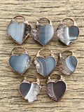 Amethyst, Agate Slice, Heart Pendants-You Pick